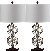 Haley Double Sphere Lamp Set in Antique Silver
