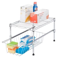 Honey Can Do Chrome Adjustable Shelf With Under Cabinet Organizer