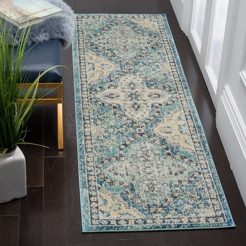 Evoke Double Border Medallion 2'-2" X 9' Area Rug