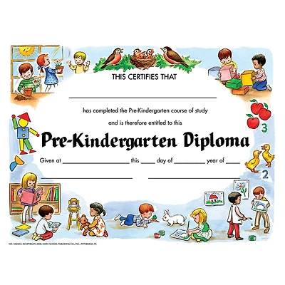 Flipside Products 8.5” x 11” Pre-Kindergarten Diploma, 6 Pack Bundle