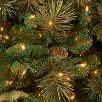 ft. Pre-Lit Carolina Pine Slim Artificial Christmas Tree with Flocked Pine Cones