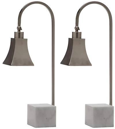 Charley Desk Lamp Set in Nickel & White Marble