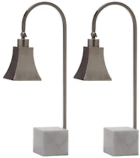 Charley Desk Lamp Set in Nickel & White Marble