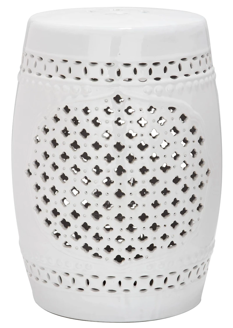 Quatrefoil Garden Stool in White