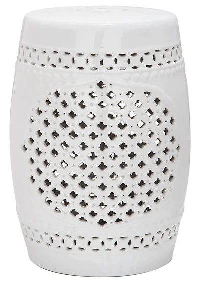 Quatrefoil Garden Stool in White
