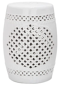 Quatrefoil Garden Stool in White