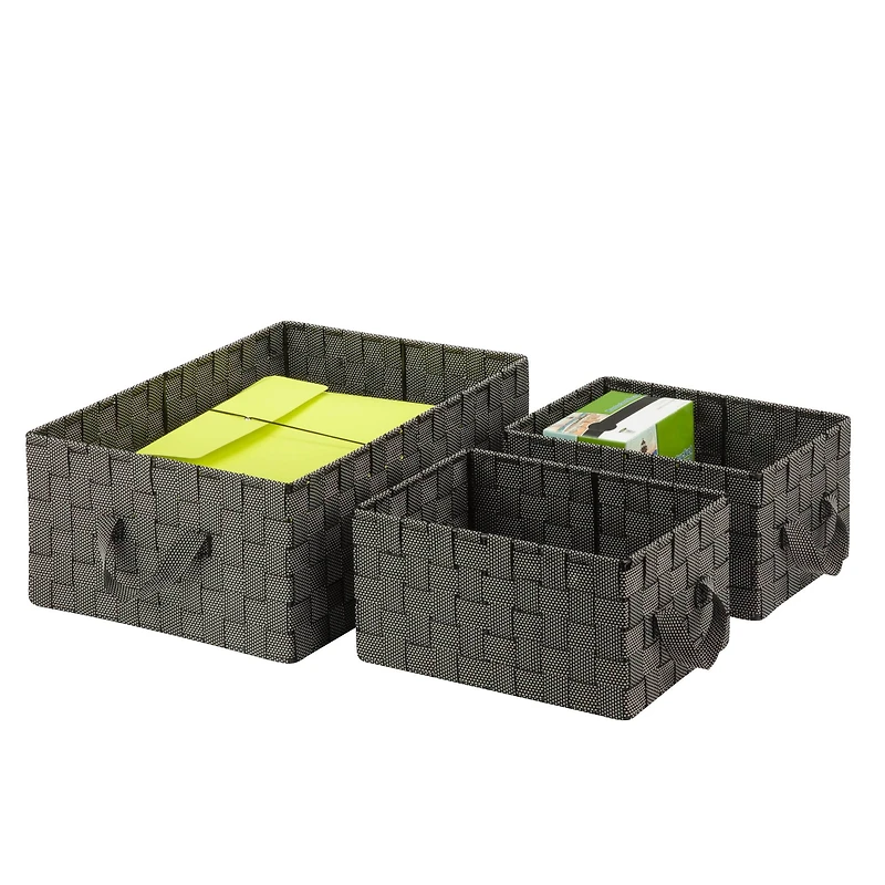 Honey Can Do Black & White Nesting Woven Baskets, 3 Pieces