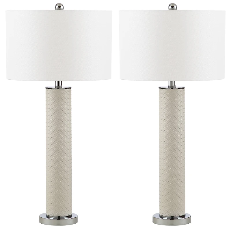 Ollie Table Lamp Set in Creme