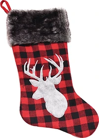 20.5" Alpine Chic Shepherd's Check Reindeer Stocking