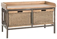 Noah Storage Bench in Antique Pewter/Medium Oak
