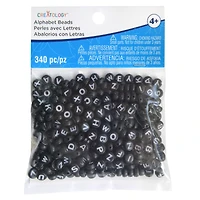 7.5mm Black Alphabet Circular Beads by Creatology™