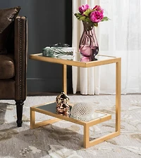 Kennedy Accent Table in Gold & White