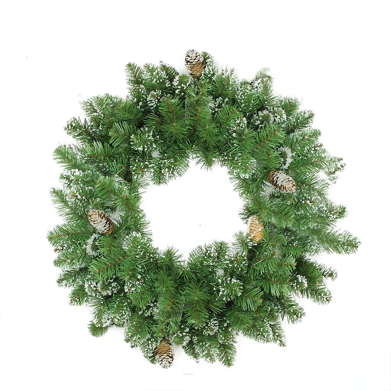 24" Frosted Mixed Pine with Pinecones Artificial Wreath