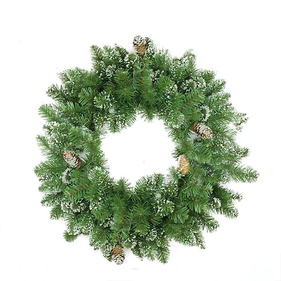24" Frosted Mixed Pine with Pinecones Artificial Wreath