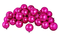 60ct Shiny Pink Magenta Shatterproof Ball Ornaments