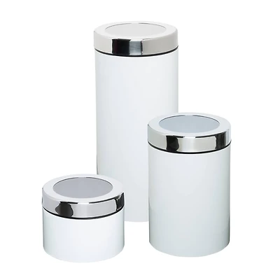Honey Can Do White Retro Canisters, 3 Pack