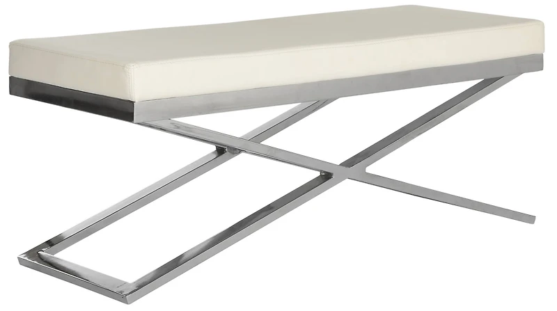 Acra Bench in White & Chrome