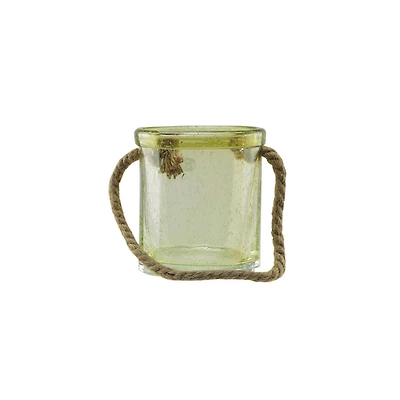 6.5" Lemonade Yellow Hand Blown Bubble Glass Hurricane