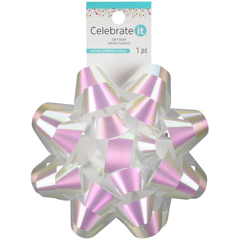 5.75" White Holographic Gift Bow By Celebrate It™