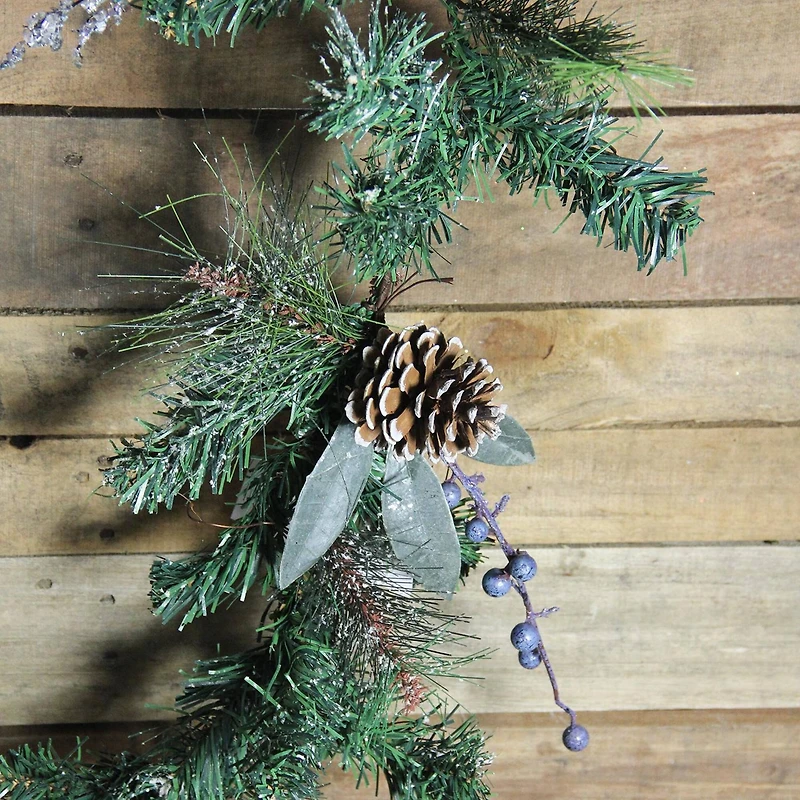 Blueberries & Snowy Pine Cones Mixed Pine Artificial Garland, Unlit