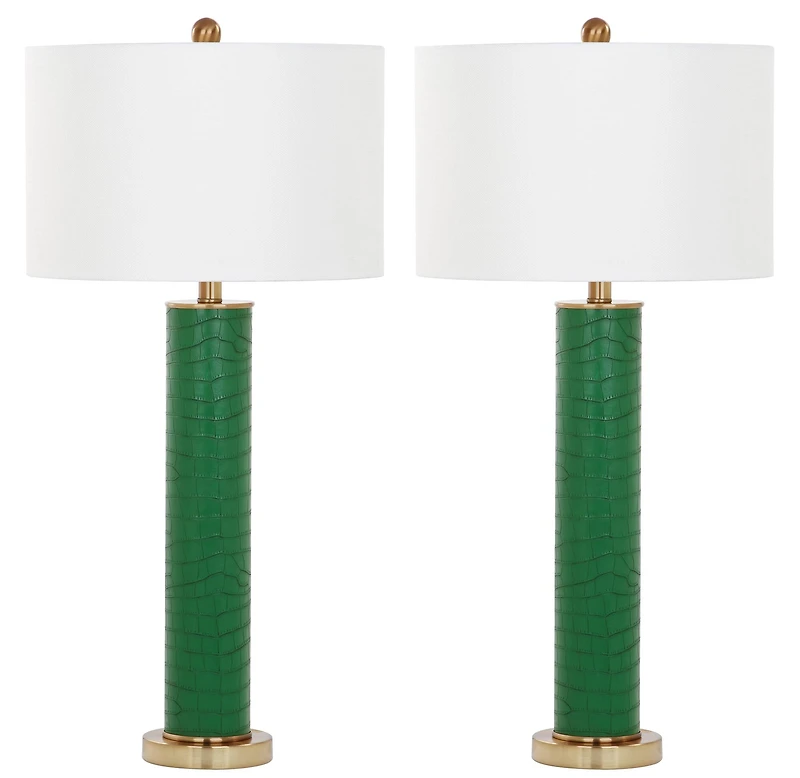 Ollie Table Lamp Set in Dark Green