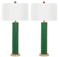 Ollie Table Lamp Set in Dark Green