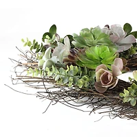 22" Green Succulent Mix & Spiral Vine Wreath