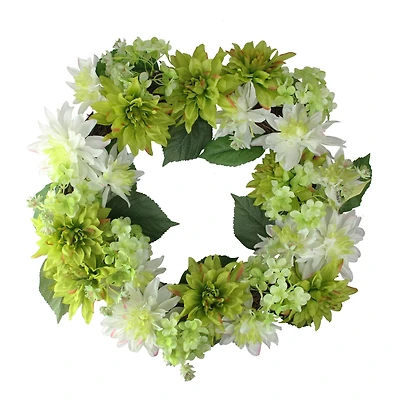 22" Dahlia & Hydrangea Floral Wreath