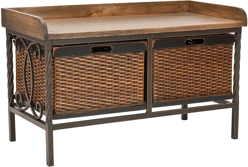 Noah Storage Bench in Pewter/Oak