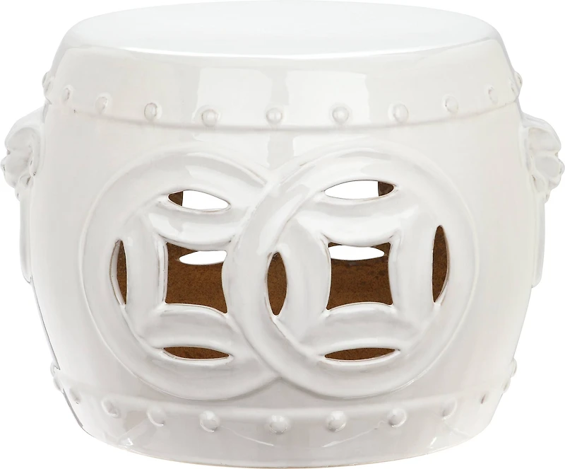 Mei Double Coin Garden Stool in Antique White
