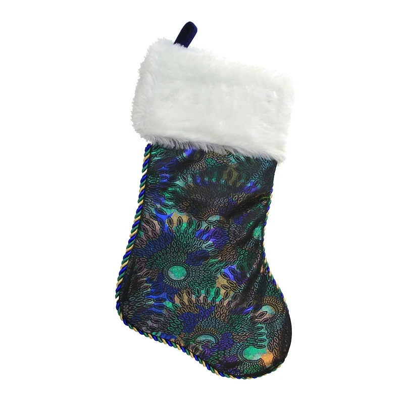 19" Peacock Shimmer Christmas Stocking