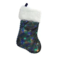 19" Peacock Shimmer Christmas Stocking