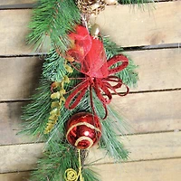Red Ball Ornaments Grapevine & Pine Artificial Garland, Unlit