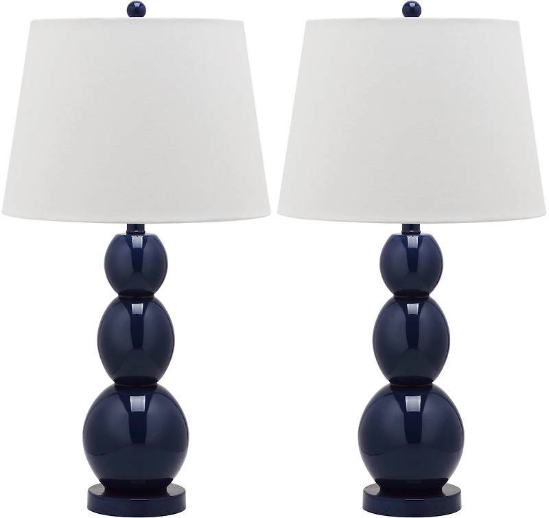 Jayne 3 Sphere Table Lamp Set in Navy