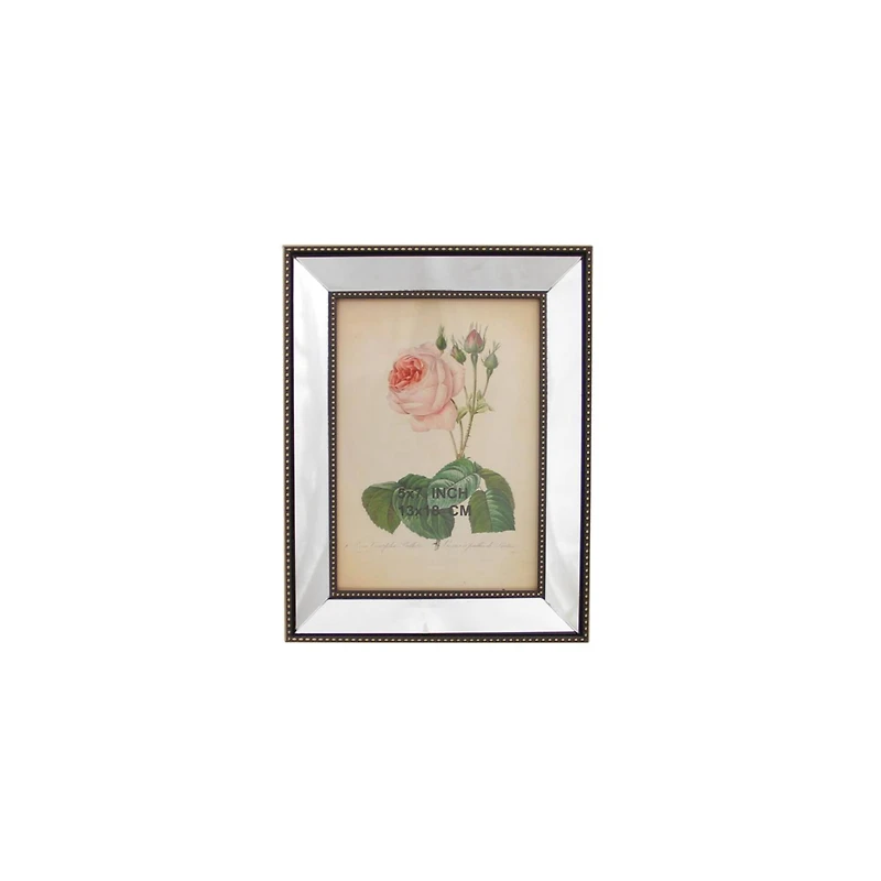 Silver Studded Glass Mirror Encased Photo Picture Frame, 5" x 7"