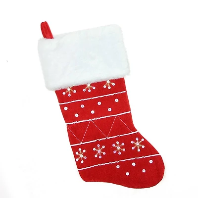 19" Traditional Embroidered Snowflake Christmas Stocking