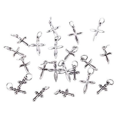 Rhodium-Colored Cross Charm Mix by Bead Landing™