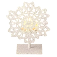 5" Silent Luxury Glitter Drenched Snowflake Tea Light Candle Holder