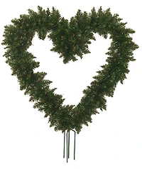 22" Artificial Heart-Shape Pine Wreath with Stakes, Unlit