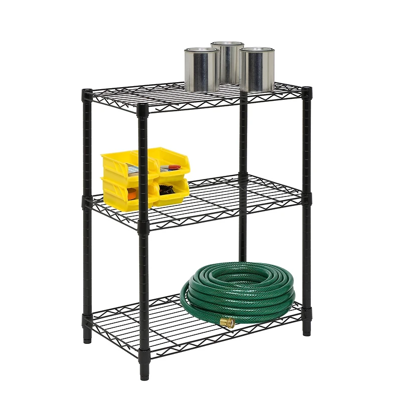 Honey Can Do 3-Tier Black Shelving Unit