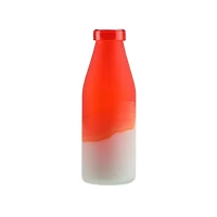 10.25" Frosted Milk Bottle Glass Vase, Orange & White