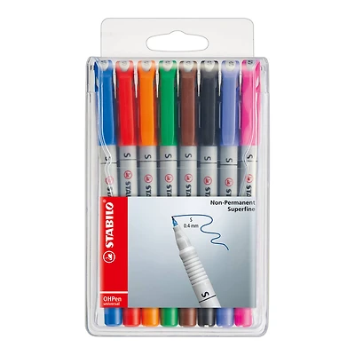 Stabilo® Water-Soluble Superfine OH Pen 8 Color Set