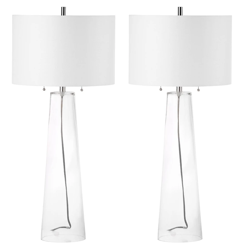 Myrtle Table Lamp Set in Clear & Off White
