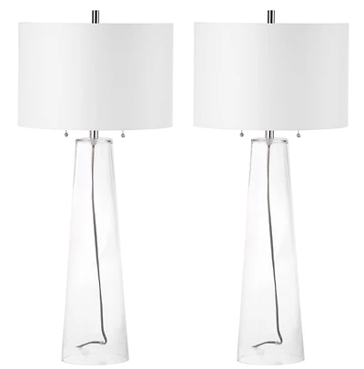 Myrtle Table Lamp Set in Clear & Off White