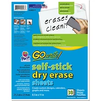 GoWrite!® Self-Stick Dry Erase Sheets, Pack of 30