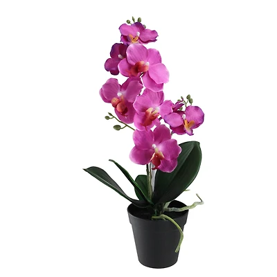 20" Pink Flowering Artificial Potted Tropical Orchid