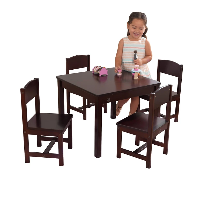 KidKraft Espresso Farmhouse Table & 4 Chair Set