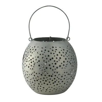 9" Botanic Beauty Gray Zinc Candle Holder Lantern
