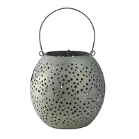 9" Botanic Beauty Gray Zinc Candle Holder Lantern