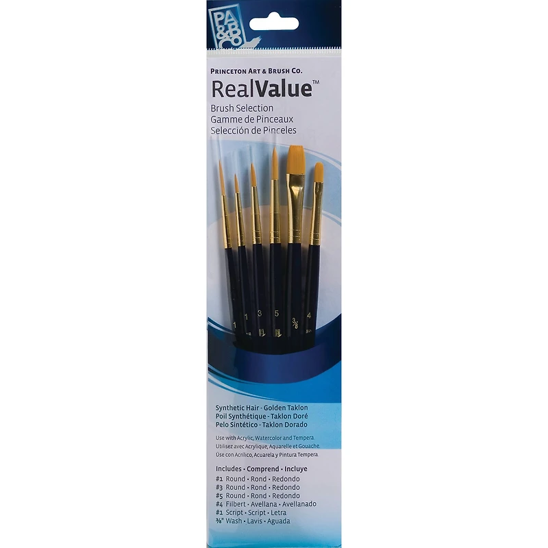 Princeton™ RealValue™ Golden Taklon Brush Set With #1 Script